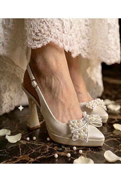 Felisya Butik Κομψά Νυφικά Παπούτσια με Τακούνι Πλατφόρμας - FELİSYABUTİK