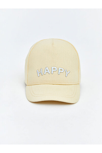 LC Waikiki Peak New Season Beige Text Embroidered Baby Girl Cap Hat