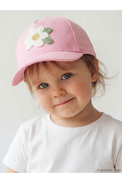 LC Waikiki Giyçık Store Pink Flower Embroidered Baby Girl Cap Hat