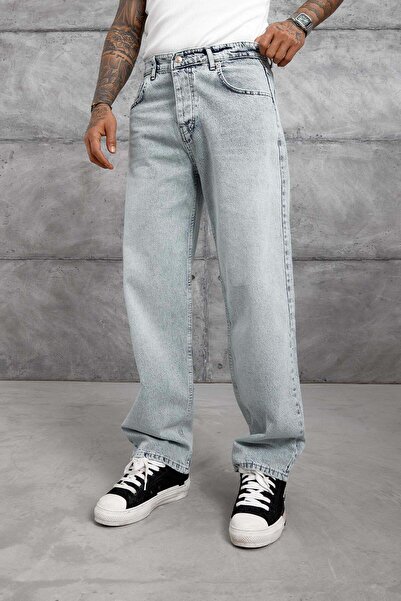 NOMARC Blugi largi albastru deschis MoB cu aspect uzat