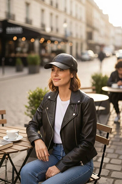 KARNAS ŞAPKA Karnas Black Leather Sports Hat – Standard Size & Style Compatib...