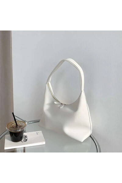 Beshora Juniper White Matte Double Zipper Women's Hand and Shoulder Bag