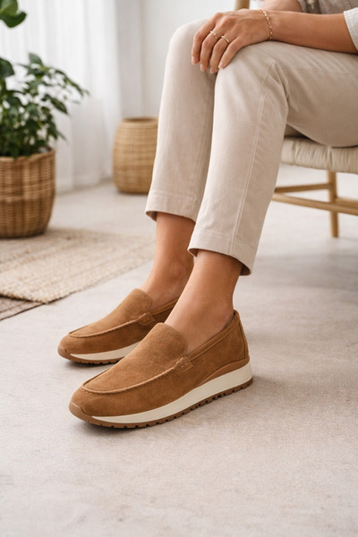 Butik Hakiki süet deri loafer ayakkabı