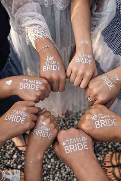 Bloomin Bride To Be 10 Team Bride Gümüş Renkli Metalik Gri Geçici Dövme Bekar...