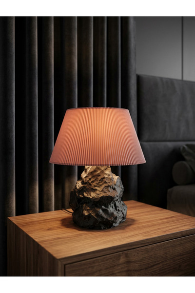 Lumessa Home Rubatrend Lampshade Decorative Table Lamp with Black Rock Base a...