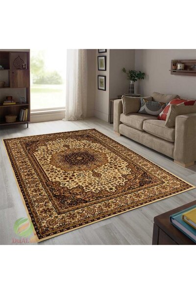 Dualhome Χαλί Μπεργκάμα Καφέ, 60x200 εκ., Κλασικό - 60x200 εκ., ορθογώνιο, Καφέ