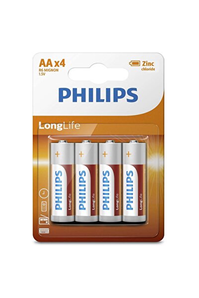 Philips Longlife Çinko Pil AA X4 (R6L4B/10)