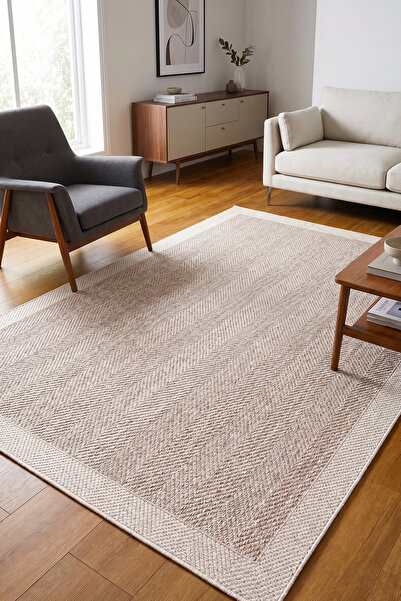 MELARİS HALI Yeni Nesil Çerçeveli Sisal Yumuşak Dokuma Kilim Kaymaz Pamuk Tab...