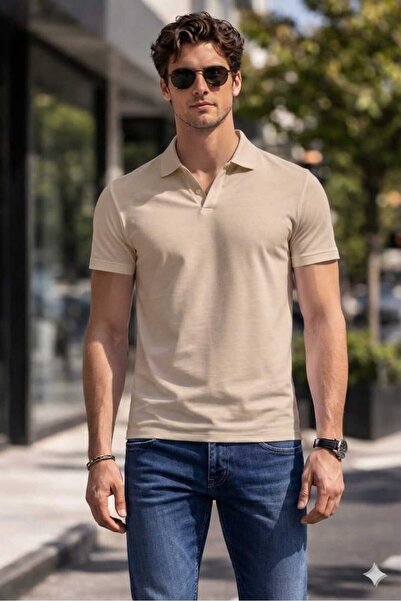 LG LAGULER Polo Collar Slim Fit Solid Color Lycra Combed Cotton Flexible Fabr...