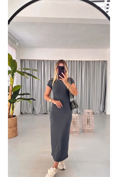 MaxiMor Γυναικείο κοντομάνικο ύφασμα καμιζόλ με λαιμόκοψη ποδηλατικού τύπου, ...