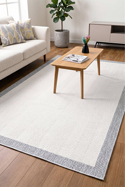 MELARİS HALI Yeni Nesil Çerçeveli Sisal Yumuşak Dokuma Kilim Kaymaz Pamuk Tab...