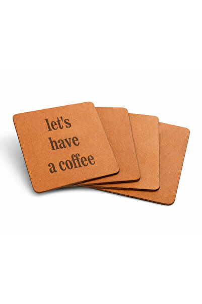 ERGEÇ TASARIM Real Leather Covered Mdf Coasters Set of 4 – Coffee Presentatio...