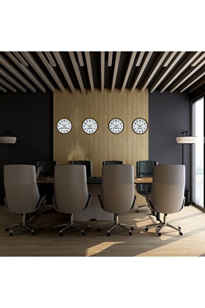 ForWhat 36cm 4Pcs Brown World Clock Set for Office Home Office Decor