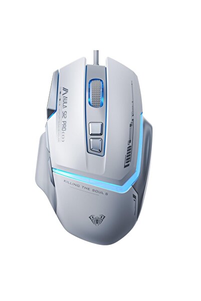 Aula S12 Pro 12800 DPI 8 Tuşlu Makrolu Kablolu Optik Gaming Oyuncu Mouse Beyaz
