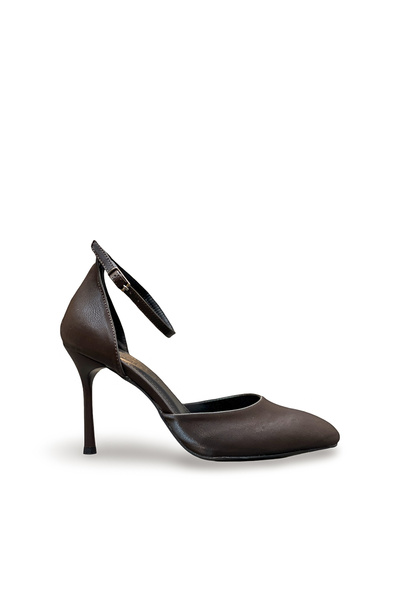Elexus Women's Brown High Heel Round Toe Heeled Shoes