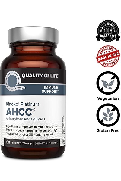 Quality of Life Premium Kinoko Platinum AHCC Herbal, 750mg per Capsule, for I...