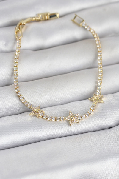 ForWhat سوار نسائي من Golden Brass Zircon Minimal Star Waterway أنيق للأساور ...