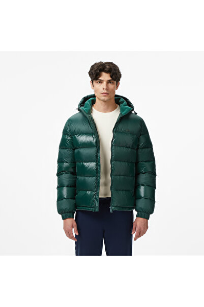 Lacoste Erkek Relaxed Fit Kapüşonlu Koyu Yeşil Mont