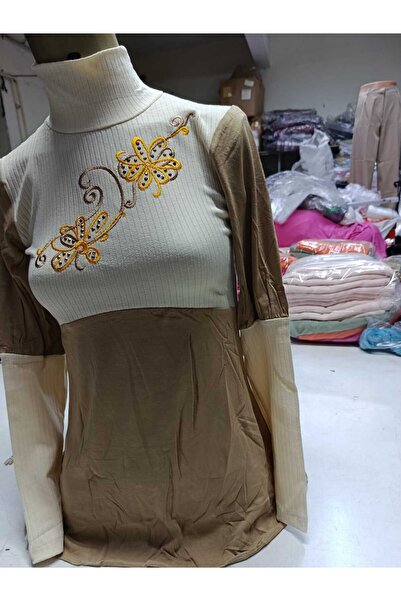 ADONİX Nakışlı Bohem Hamile Tunik bluz, Boğazlı, Uzun Kollu