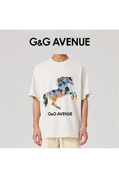 G&G AVENUE تي شيرت بأكمام قصيرة للجنسين مع رسومات هندسية على شكل حصان، قميص ك...