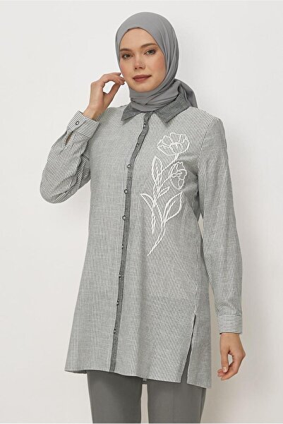 Alvina Cotton Shirt Collar Tunic 46524