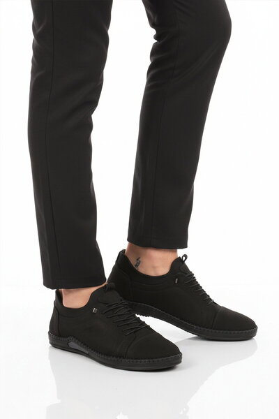 Aspor Black Nubuck Genuine Leather Gel Sole Men's Casual Shoes
