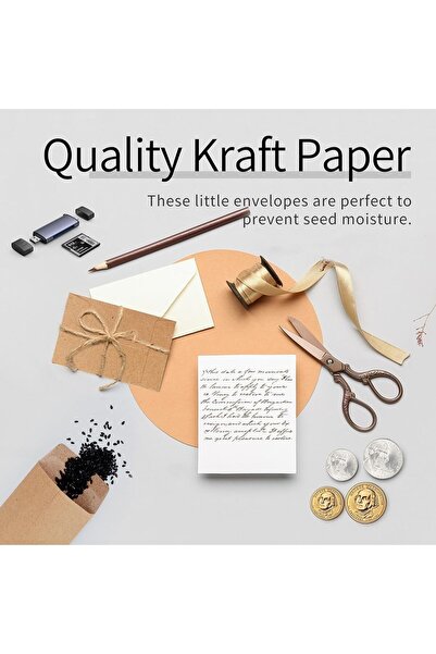 Arabest 100Pcs Cowhide Envelopes,5.7 X 8.9cm Brown,for Seed Storage,Mini Part...