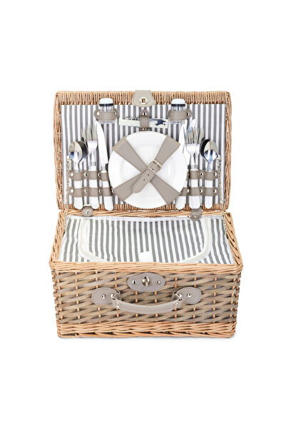 LİVOO Καλάθι πικνίκ για 4 άτομα SEP144, εξοπλισμένο με 23 αξεσουάρ, ψάθινο, μ...