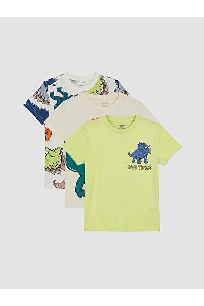 LC Waikiki LCW Kids Bisiklet Yaka Baskılı Erkek Çocuk 3'lü Tişört