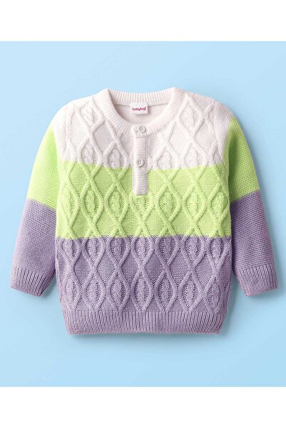 Babyhug Knit Full Sleeves Pullover Sweater with Cable Knit Design - Multi Color