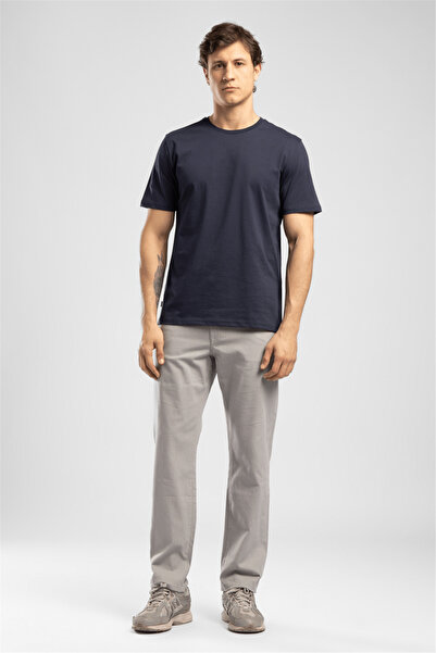 Lee Cooper Ricky Men's High Rise Straight Fit 100% Cotton Trousers Gray