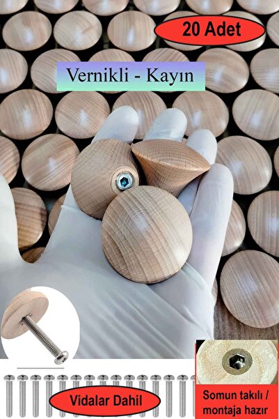 deepowls 20 Pieces of Wooden Tapered Handles 42mm Diameter Natural Beech Wood...