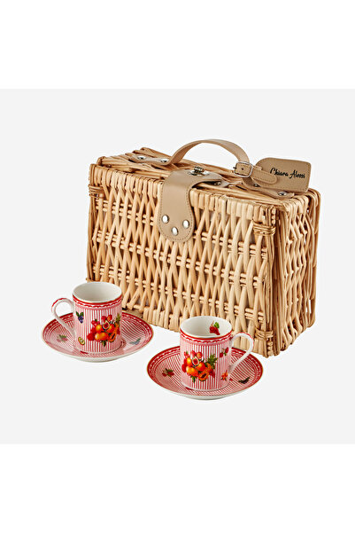 CHIARA ALESSI Cesto Di Frutta Kırmızı Porselen Kahve Fincan Seti 120 Ml