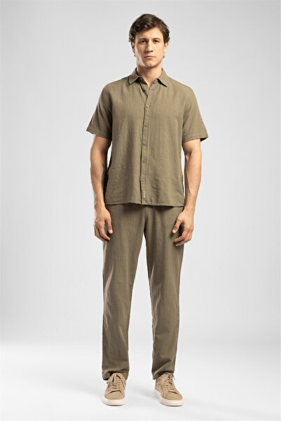 Lee Cooper Elastic Waist Relaxed Khaki Men's Chino Trousers 262 Lcm 221010 Wa...