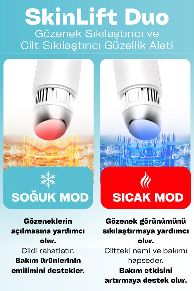 Kloee güzellik cihazı SkinLift Duo Soğuk & Sıcak Yüz Germe Cihazı - Serum Emilim Artırıcı Güzellik Aleti