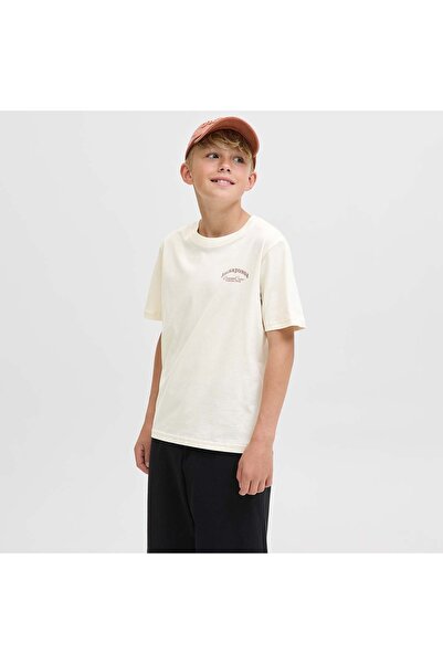 Jack & Jones Tricou ecru pentru băieți Jack&Jones Brandes Backp Relaxed