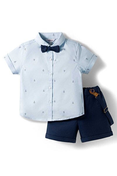 ToffyHouse Woven Half Sleeves Anchor Printed Party Shirt & Shorts Set with Bo...