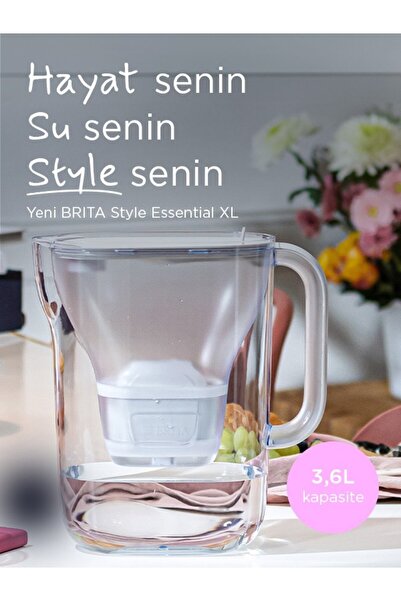 BRITA Style Essential XL 3 x MAXTRA PRO Pure Performance Filtreli Su Arıtma Sürahisi – Beyaz (3,6L)