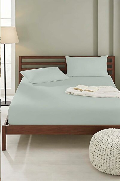 Rivaİstanbul Ανοιχτό πράσινο βαμβακερό ενιαίο ελαστικό σεντόνι 100x200