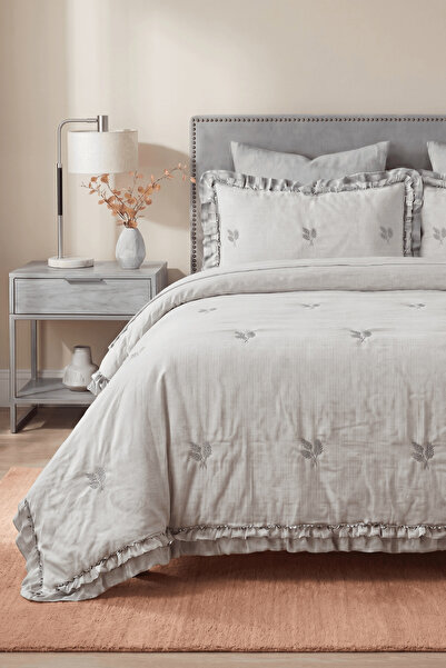 Anılsan Σετ Κάλυμμα Κρεβατιού Parla για Διπλό Κρεβάτι - Γκρι