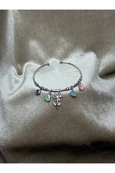 whiteandpurpledesign Steel Silver Charm Bracelet
