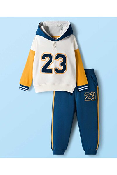 Babyhug Terry Knit Drop Shoulder Full Sleeve Hooded T-Shirt and Joggers Set T...