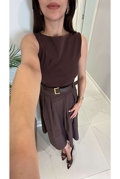 BİRCANÇİL Μπλούζα Condra Kahve με πλαϊνές τσέπες και χωρίς μανίκια