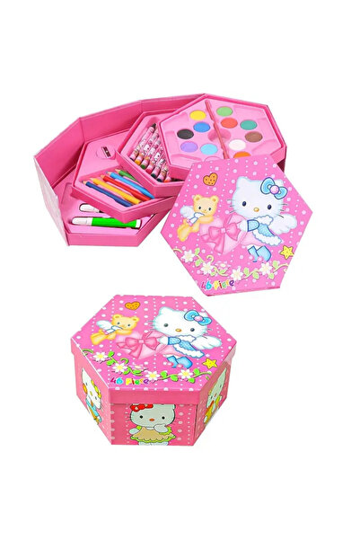 OEM Hello Kitty Kids Art Set – Colored Pencils, Markers, Pastels, Hexagonal Box