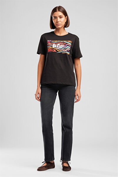 Lee Cooper Νέο Γυναικείο Τζιν Παντελόνι Ίσιας Γραμμής με Ψηλή Μέση σε Ανθρακί