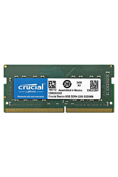 Crucial Basics CB8GS3200 8GB 3200MHz DDR4 CL22 Notebook Bellek