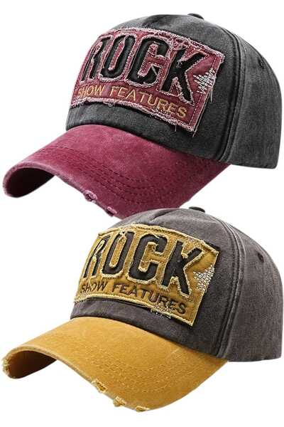 Mood Agenda Unisex Vintage Rock Κεντημένο Ρυθμιζόμενο Καπέλο Μπέιζμπολ Σετ 2 ...