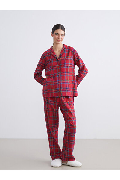 LC Waikiki Collared Neck Plaid Women's Pyjama Set