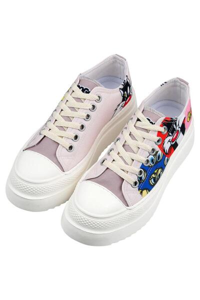 Dogo Women's Vegan White Thick Sole Sneakers - Warner Bros Looney Tunes Tweet...