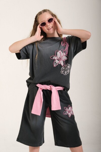 LOCO LOCO Girl's 8151 Single Jersey Floral Printed Set